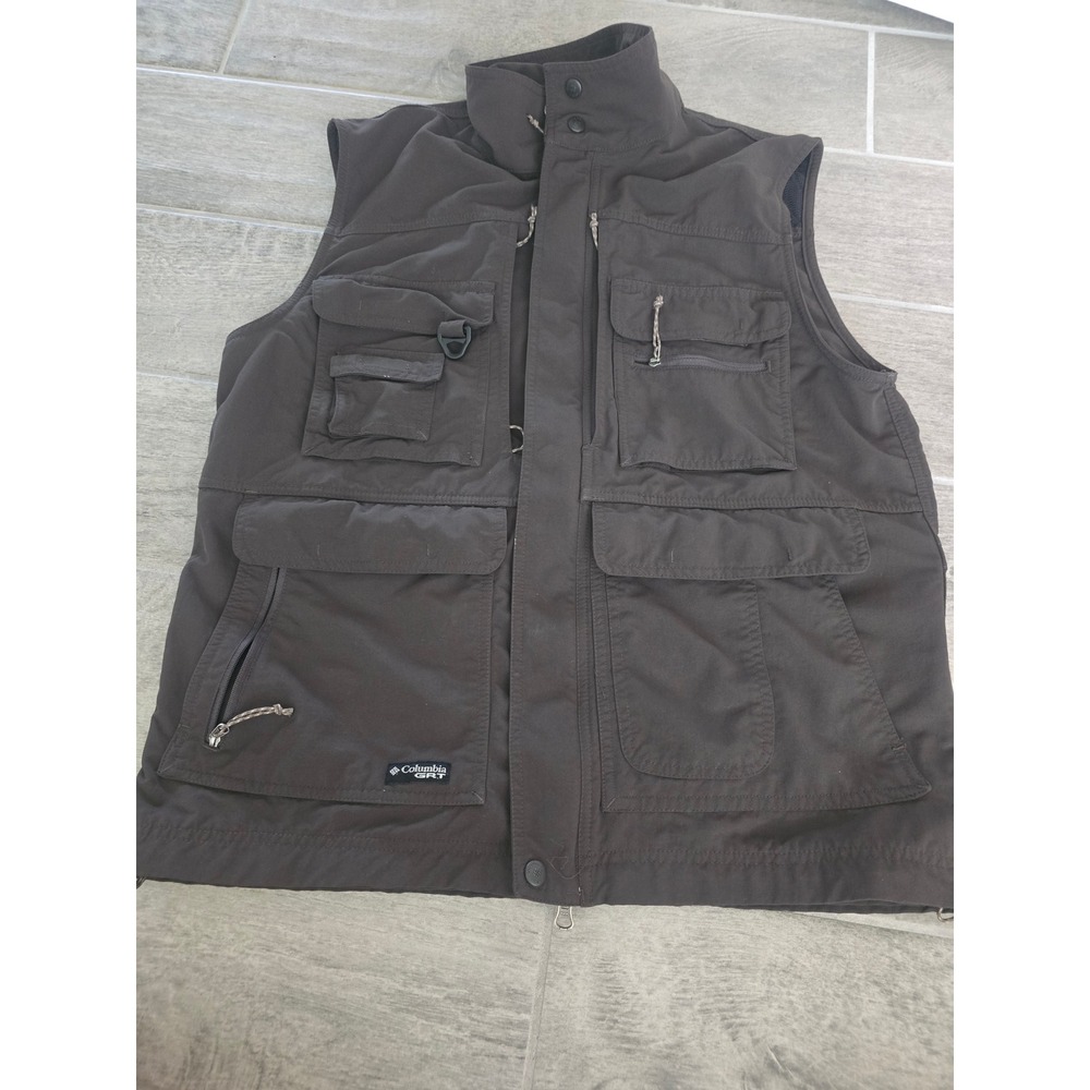 Columbia GRT Omni-Dry Mens Utility Fishing Vest Brown Multi-Pocket TM1019 Medium